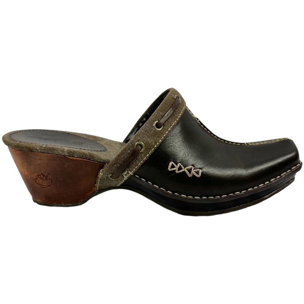 Timberland Comforia chocolate brown square toe mule comfort slip on clog 7M